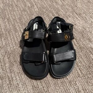 Steve Madden Black Sandals with Gold Buckle